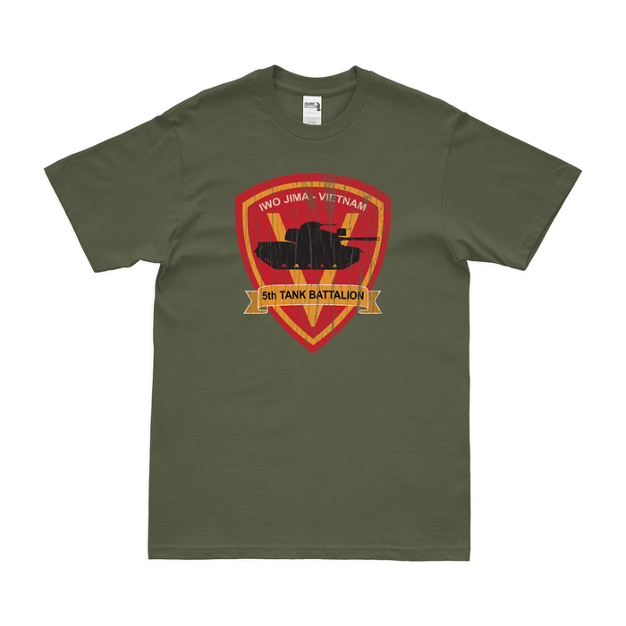 5th Tank Battalion USMC T-Shirt Tactically Acquired Military Green Distressed Small