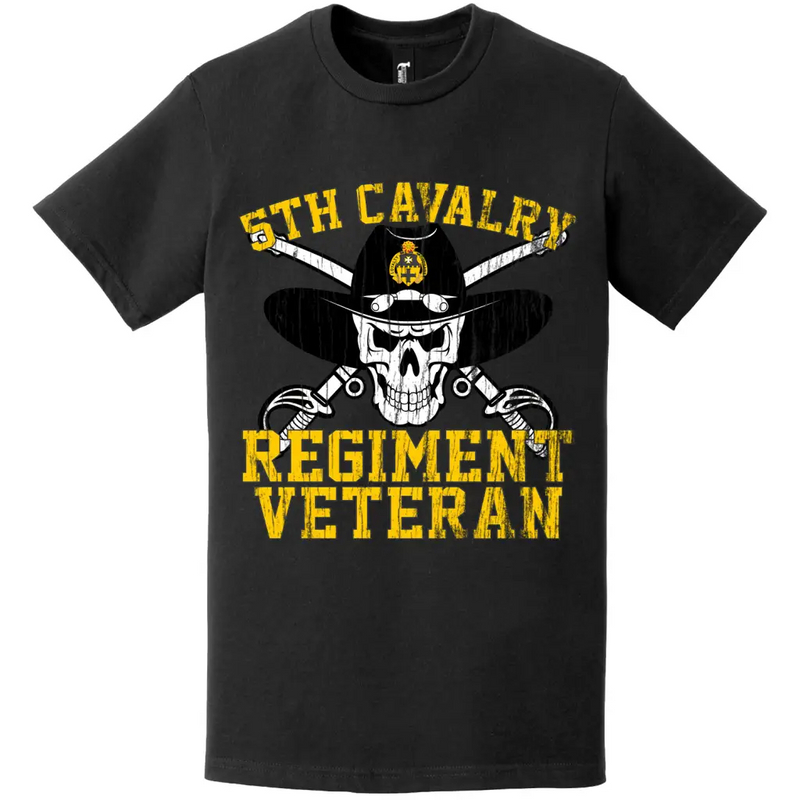 5th Cavalry Regiment Veteran Distressed Saber Skull T-Shirt