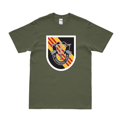 5th Special Forces Group (5th SFG) Beret Flash T-Shirt Tactically Acquired Military Green Clean Small