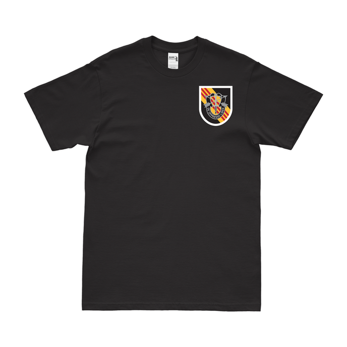 5th SFG Left Chest Beret Flash T-Shirt Tactically Acquired Black Small 