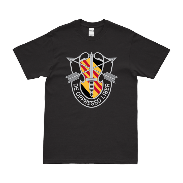5th SFG (A) De Oppresso Liber Emblem T-Shirt Tactically Acquired Black Clean Small
