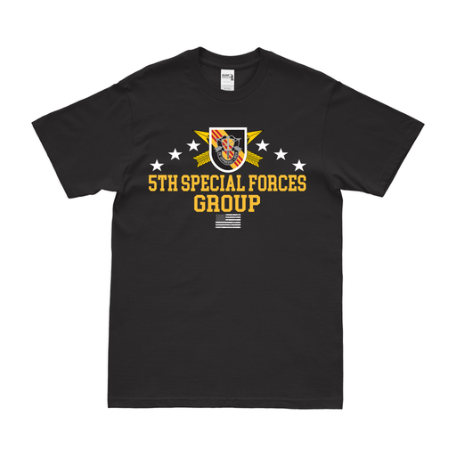 Patriotic 5th Special Forces Group (5th SFG) T-Shirt Tactically Acquired Black Clean Small