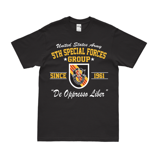 5th Special Forces Group (5th SFG) Since 1961 T-Shirt Tactically Acquired Black Clean Small