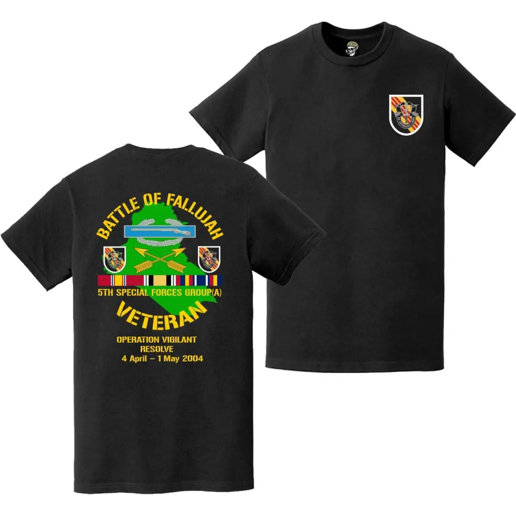 5th SFG(A) First Battle of Fallujah (Operation Vigilant Resolve) Double-Sided Veteran T-Shirt Tactically Acquired   