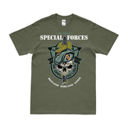 5th Special Forces Group (5th SFG) Snake Eaters Skull T-Shirt Tactically Acquired Small Military Green 