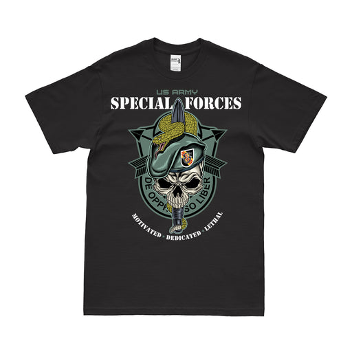 5th Special Forces Group (5th SFG) Snake Eaters Skull T-Shirt Tactically Acquired Small Black 