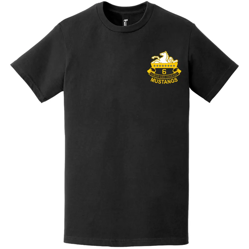 6-8 CAV Regiment "Mustangs" Logo Left Chest T-Shirt