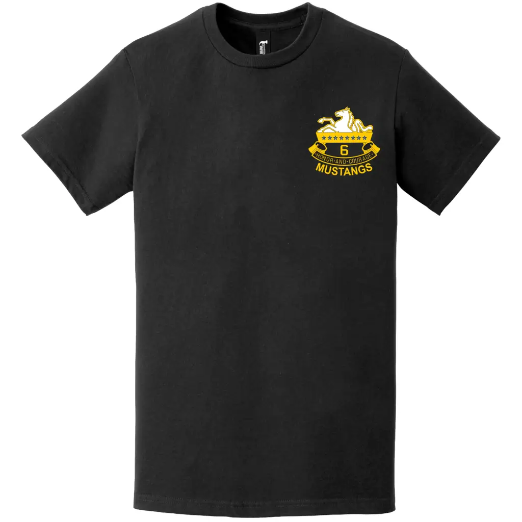 6-8 CAV Regiment "Mustangs" Logo Left Chest T-Shirt Tactically Acquired   
