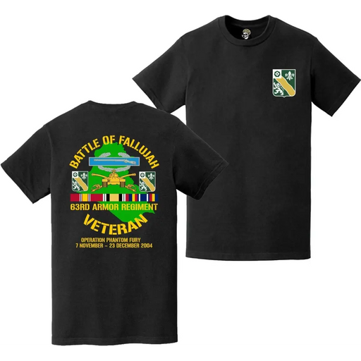 63rd Armor Regiment Second Battle of Fallujah (Operation Phantom Fury) Double-Sided Veteran T-Shirt Tactically Acquired   