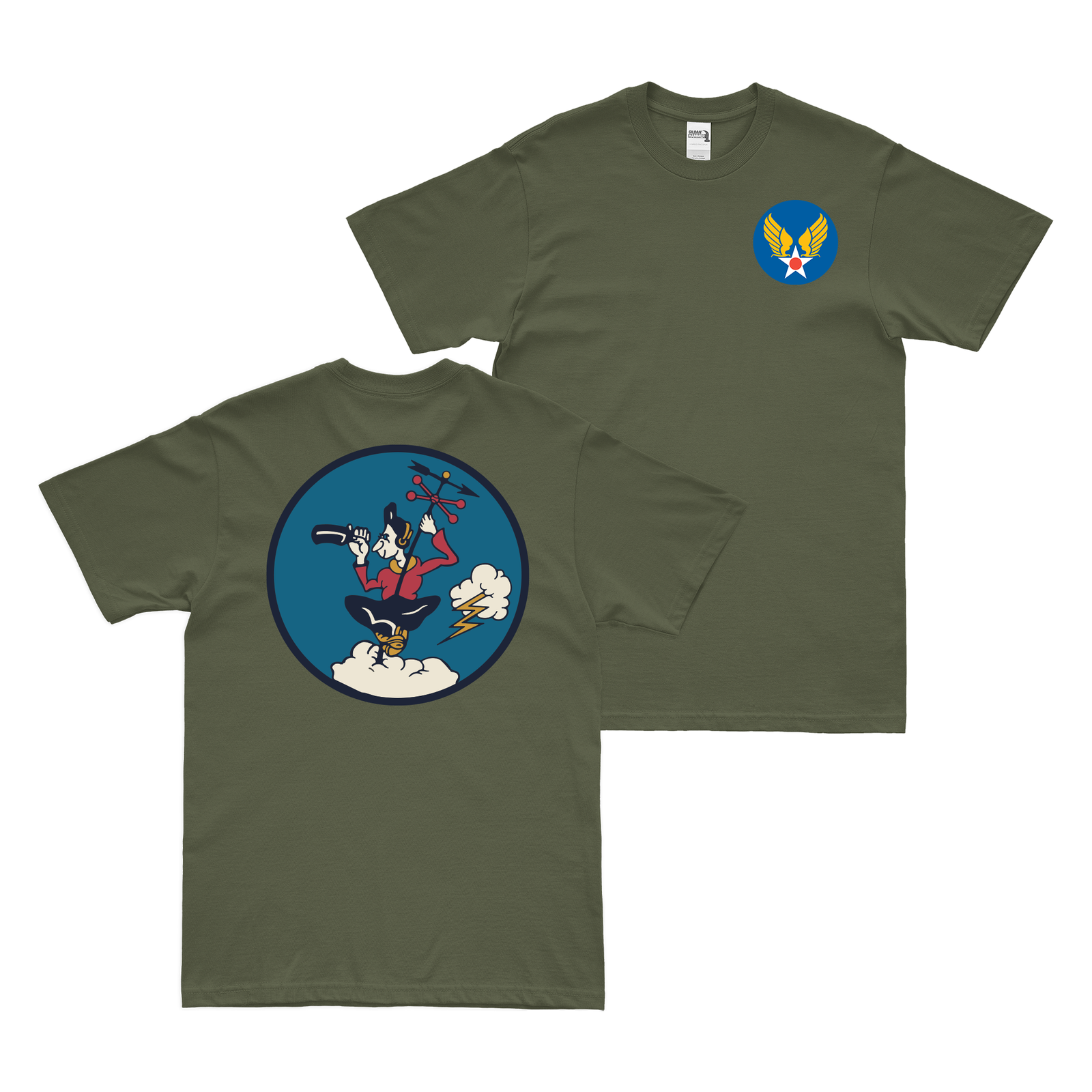 Double-Sided 655th Bombardment Squadron WW2 T-Shirt Tactically Acquired Military Green Small 
