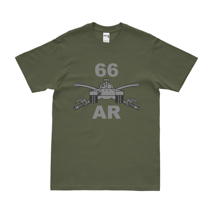 66th Armor Regiment Branch Emblem T-Shirt Tactically Acquired Military Green Clean Small