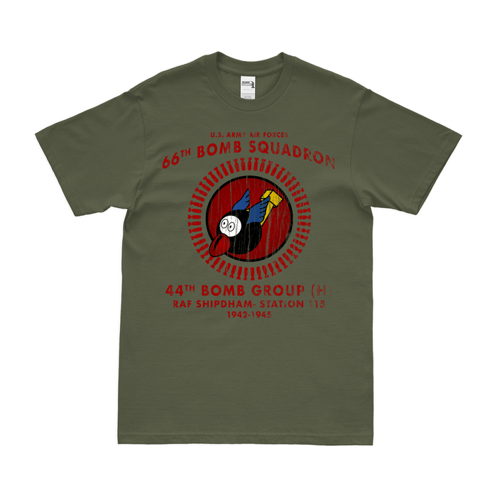 66th Bombardment Squadron WW2 Legacy T-Shirt Tactically Acquired Military Green Distressed Small