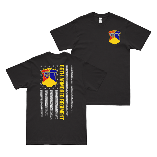 Double-Sided 66th Armor Regiment American Flag T-Shirt Tactically Acquired Black Small 