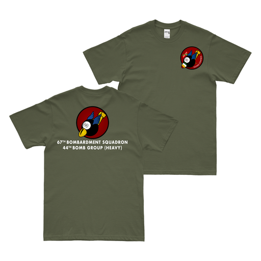 Double-Sided 67th Bomb Squadron WW2 T-Shirt Tactically Acquired Military Green Small 