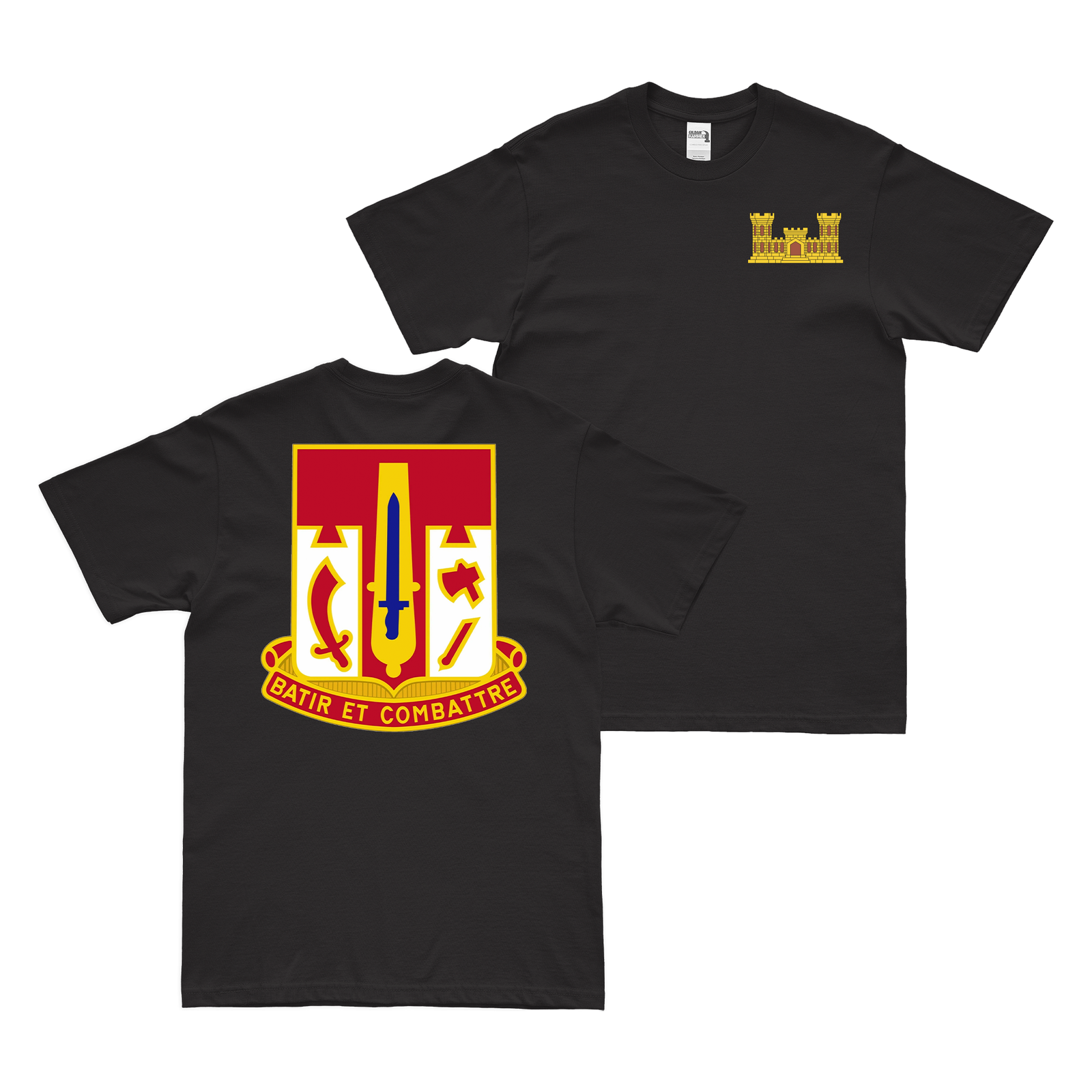 Double-Sided U.S. Army 682nd Engineer Battalion T-Shirt Tactically Acquired Black Small 