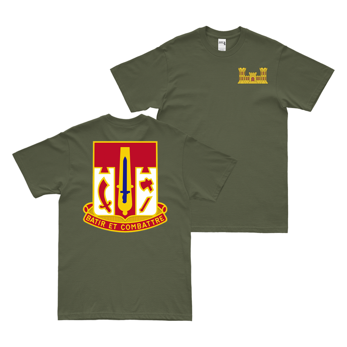 Double-Sided U.S. Army 682nd Engineer Battalion T-Shirt Tactically Acquired Military Green Small 