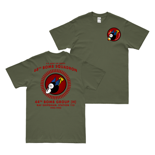 Double-Sided 68th Bomb Squadron WW2 Legacy T-Shirt Tactically Acquired Military Green Small 