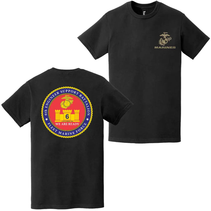 Double-Sided 6th ESB Logo USMC EGA T-Shirt Tactically Acquired   