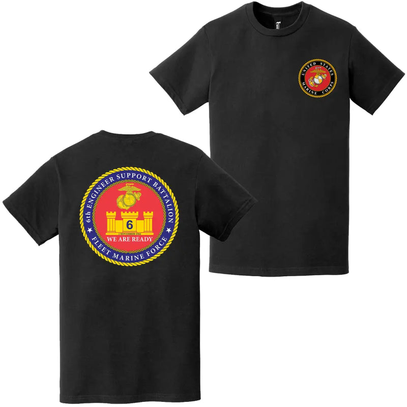 Double-Sided 6th ESB Logo USMC Emblem T-Shirt