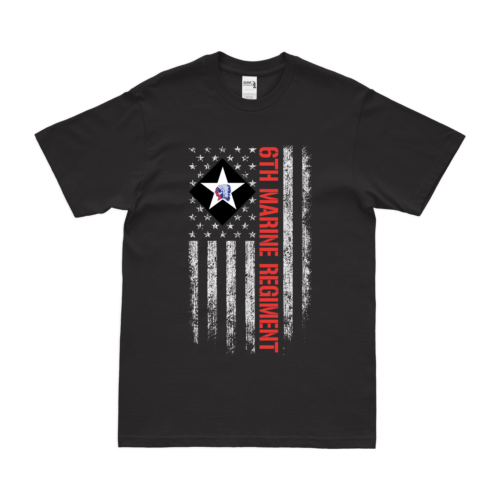 6th Marine Regiment American Flag T-Shirt Tactically Acquired Black Small 