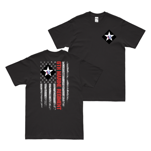 Double-Sided 6th Marine Regiment American Flag T-Shirt Tactically Acquired Black Small 