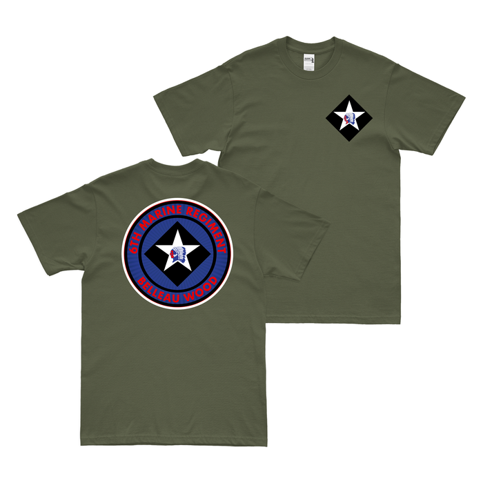 Double-Sided 6th Marine Regiment Belleau Wood Legacy T-Shirt Tactically Acquired Military Green Small 
