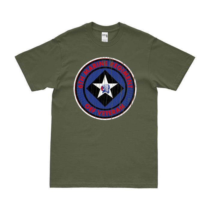 6th Marine Regiment OEF Veteran T-Shirt Tactically Acquired Military Green Distressed Small