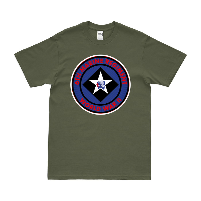 6th Marine Regiment WW2 Legacy T-Shirt Tactically Acquired Military Green Clean Small