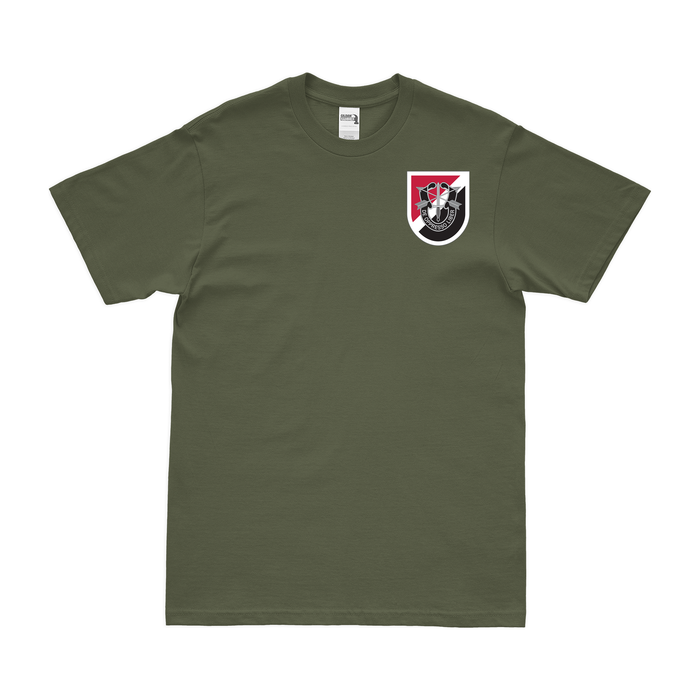 6th SFG Left Chest Beret Flash T-Shirt Tactically Acquired Military Green Small 