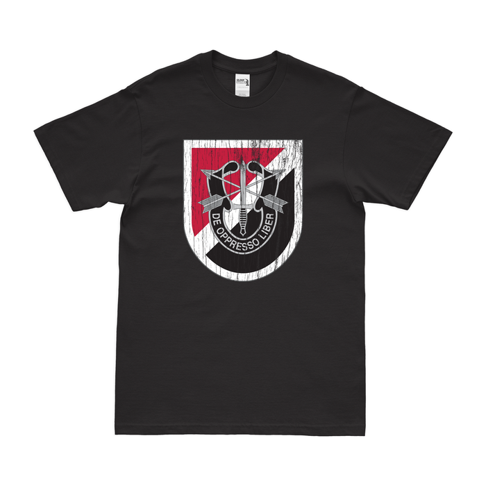 6th Special Forces Group (6th SFG) Beret Flash T-Shirt Tactically Acquired Black Distressed Small