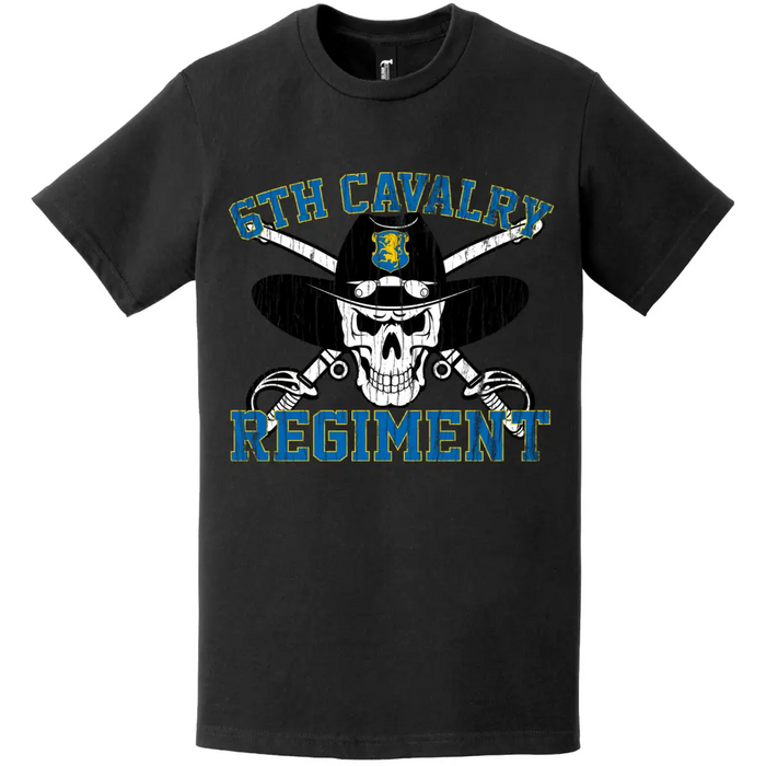 6th Cavalry Regiment Distressed Saber Skull T-Shirt Tactically Acquired   