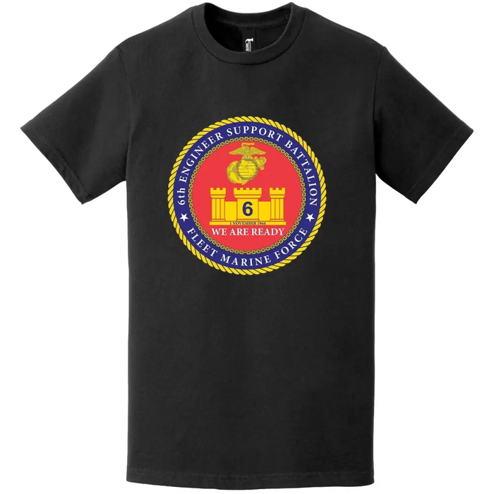 6th Engineer Support Battalion (6th ESB) Logo Emblem T-Shirt Tactically Acquired   