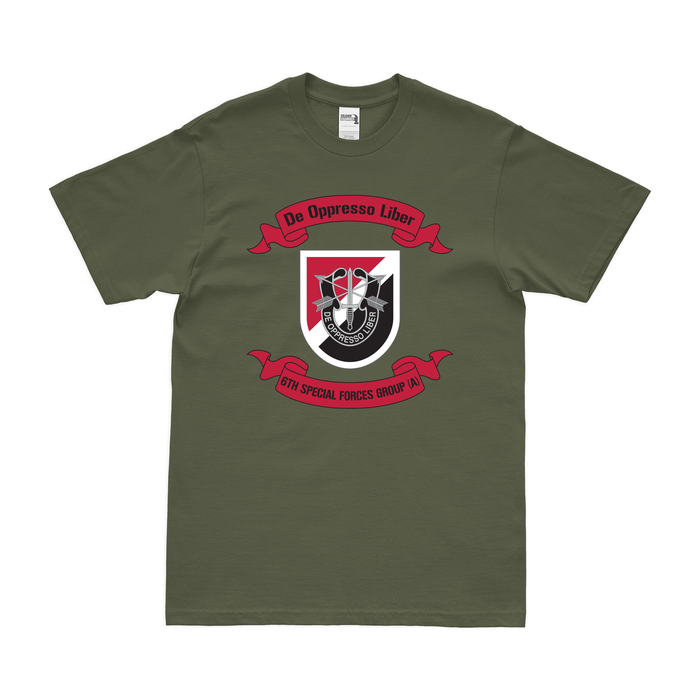 6th Special Forces Group (6th SFG) Legacy Scroll T-Shirt Tactically Acquired Military Green Clean Small
