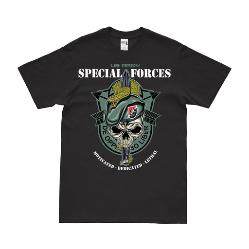 6th Special Forces Group (6th SFG) Snake Eaters Skull T-Shirt Tactically Acquired Small Black 