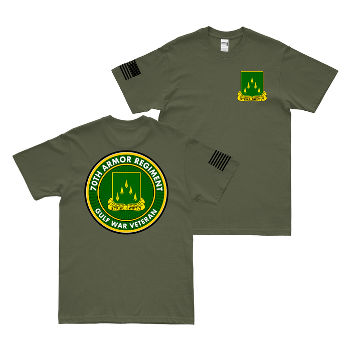 Double-Sided 70th Armor Regiment Gulf War Veteran T-Shirt Tactically Acquired Military Green Small 