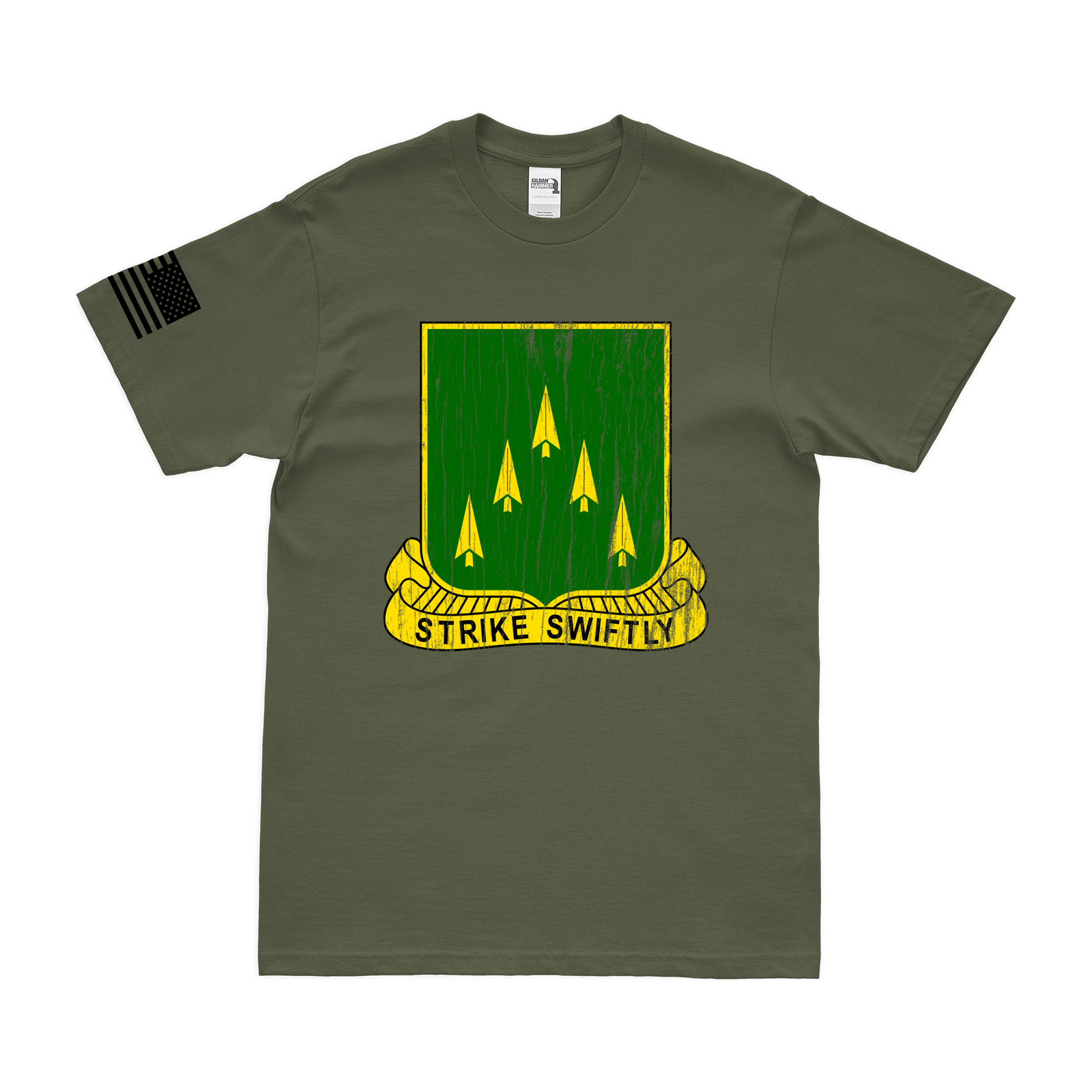 70th Armor Regiment Logo Emblem Crest T-Shirt Tactically Acquired Military Green Distressed Small