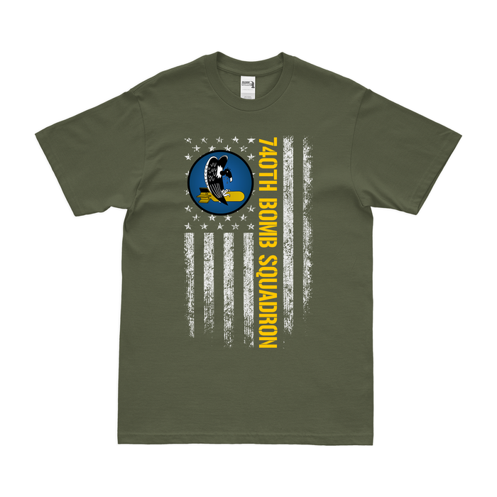 740th Bomb Squadron American Flag T-Shirt Tactically Acquired Military Green Small 