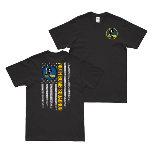 Double-Sided 740th Bomb Squadron American Flag T-Shirt Tactically Acquired Black Small 