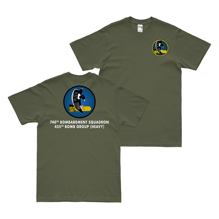 Double-Sided 740th Bomb Squadron w/ Text T-Shirt Tactically Acquired Military Green Small 