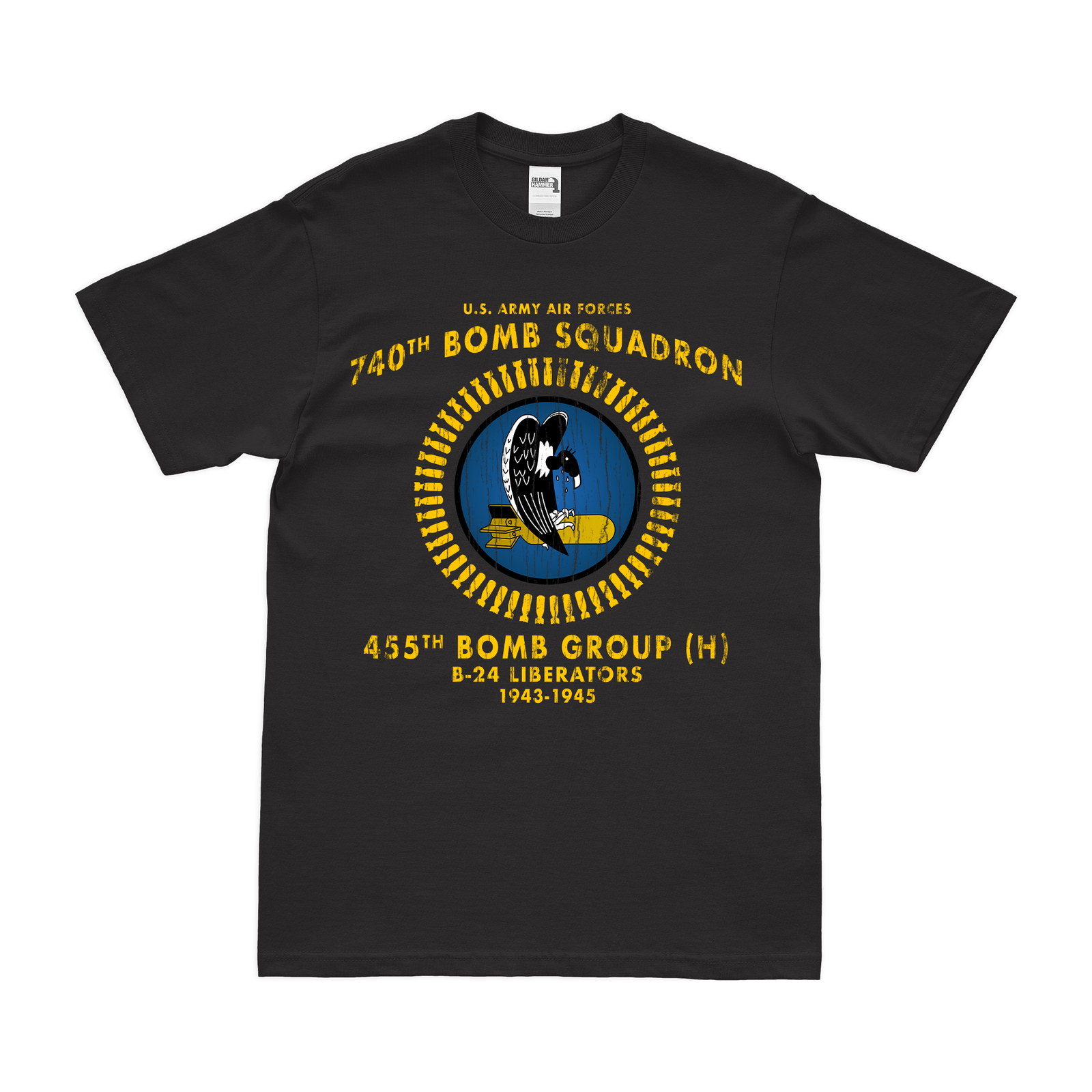 740th Bombardment Squadron WW2 Legacy T-Shirt Tactically Acquired Black Distressed Small