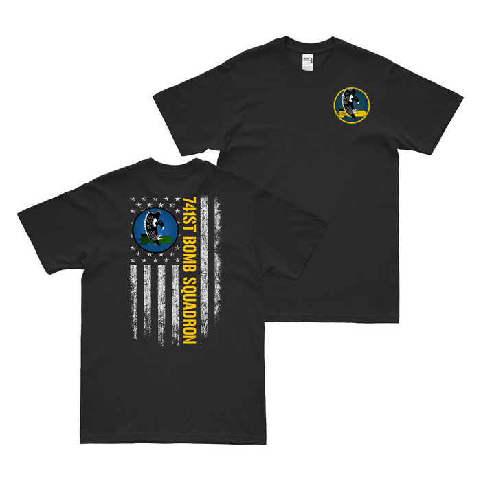 Double-Sided 741st Bomb Squadron American Flag T-Shirt Tactically Acquired Black Small 