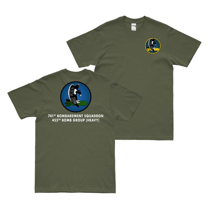 Double-Sided 741st Bomb Squadron w/ Text T-Shirt Tactically Acquired Military Green Small 