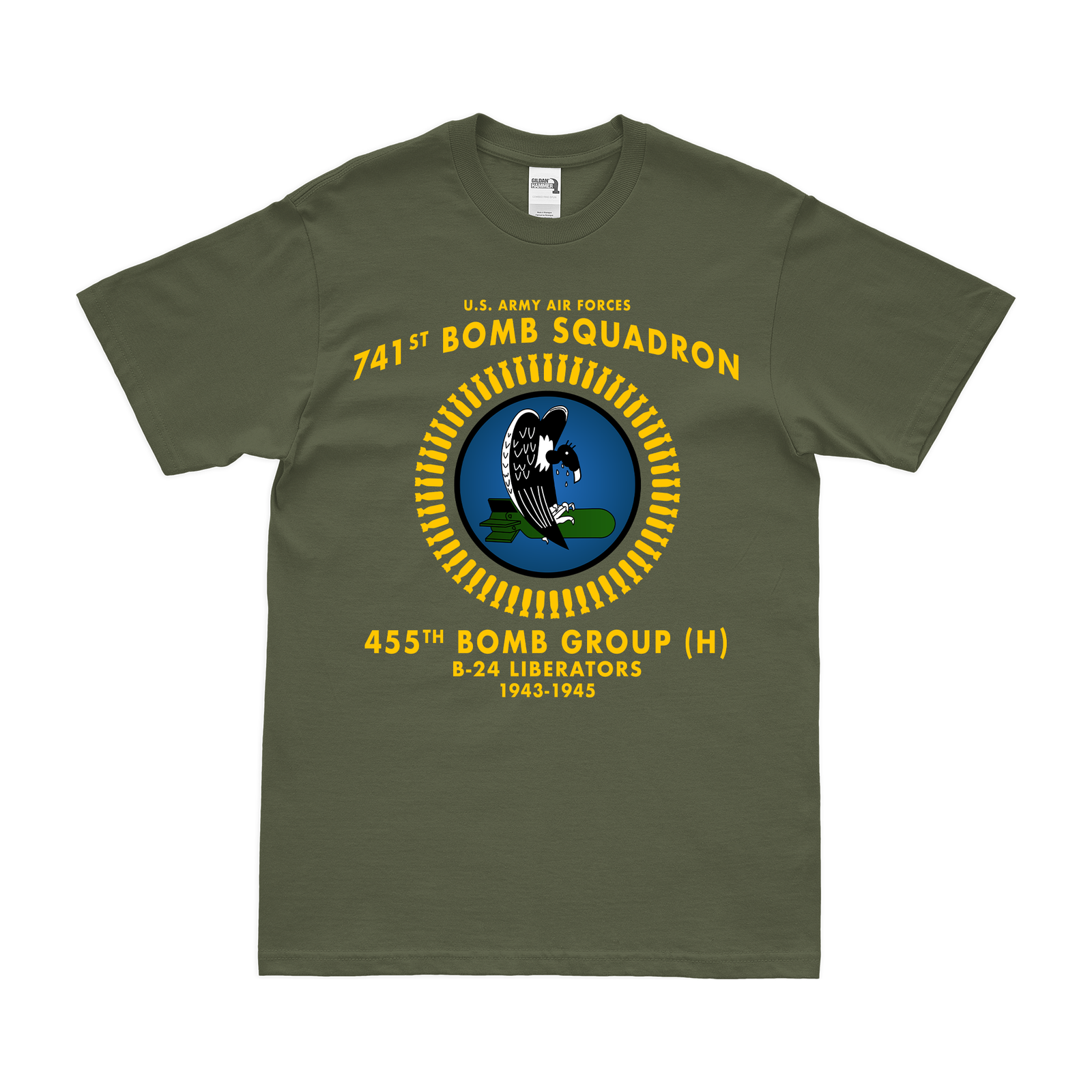 741st Bombardment Squadron WW2 Legacy T-Shirt Tactically Acquired Military Green Clean Small