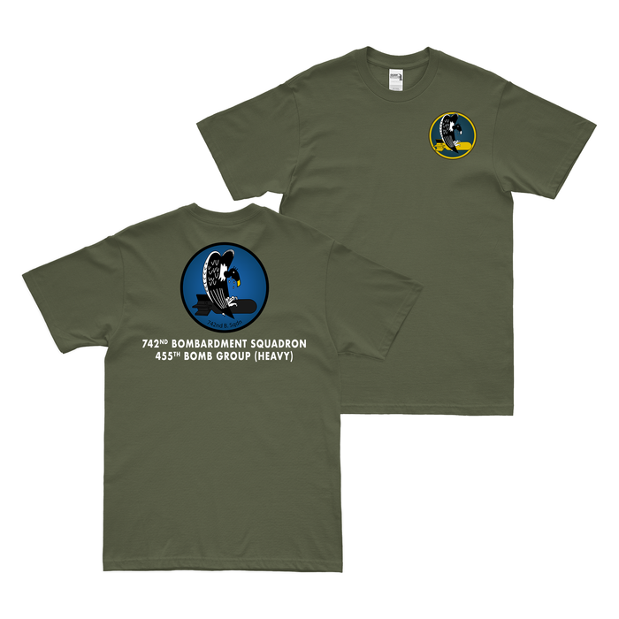 Double-Sided 742nd Bomb Squadron w/ Text T-Shirt Tactically Acquired Military Green Small 