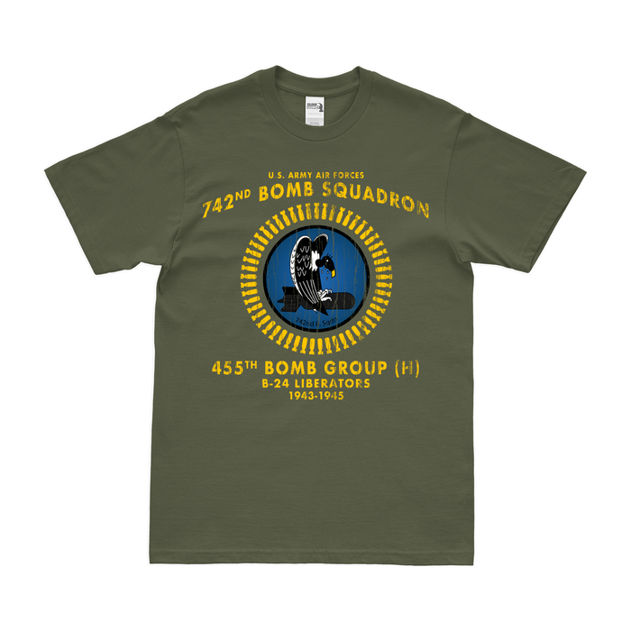 742nd Bombardment Squadron WW2 Legacy T-Shirt Tactically Acquired Military Green Distressed Small