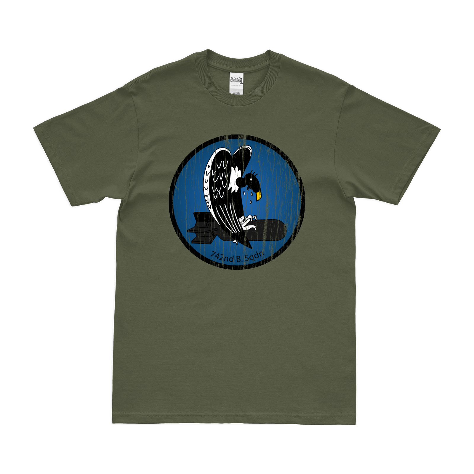 742nd Bombardment Squadron WW2 USAAF T-Shirt Tactically Acquired Military Green Distressed S