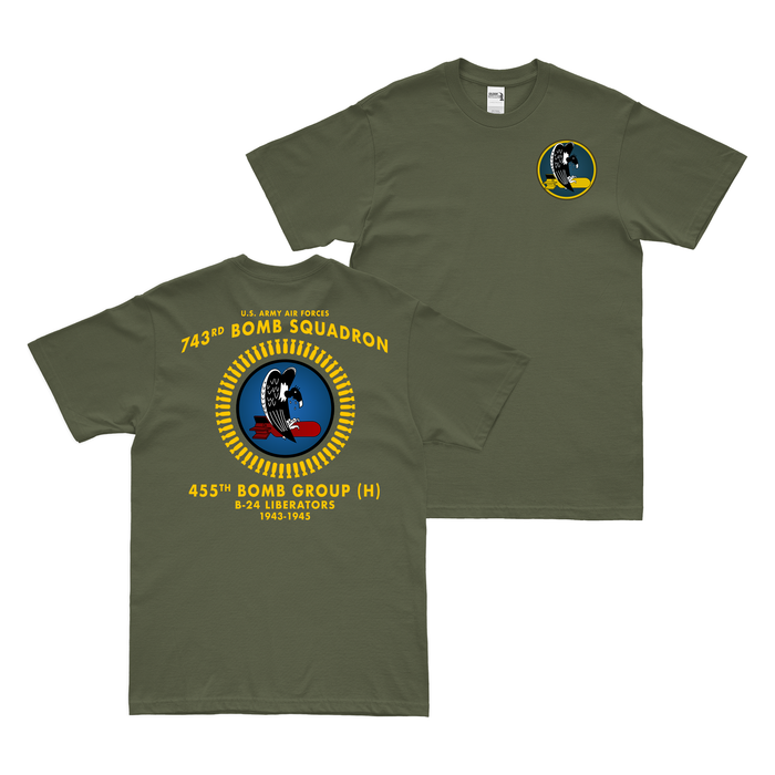 Double-Sided 743rd Bomb Squadron Legacy T-Shirt Tactically Acquired Military Green Small 