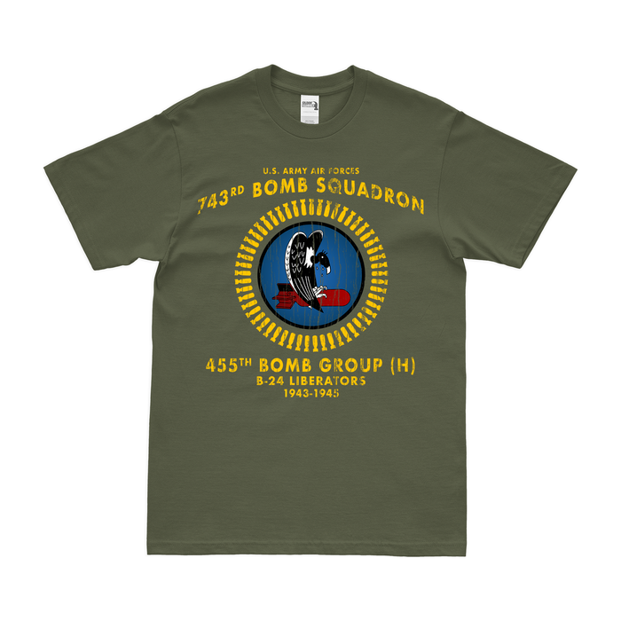 743rd Bombardment Squadron WW2 Legacy T-Shirt Tactically Acquired Military Green Distressed Small