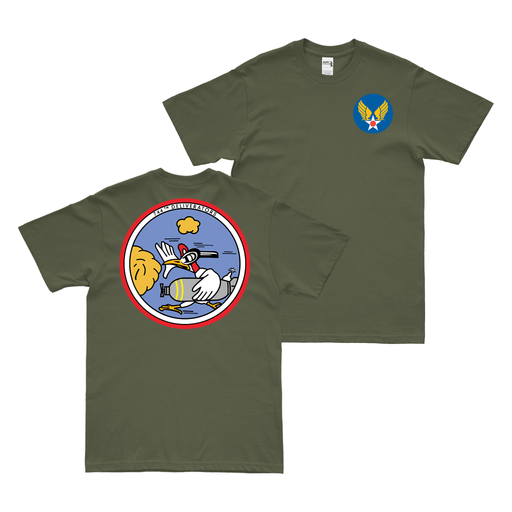 Double-Sided 744th Bombardment Squadron WW2 T-Shirt Tactically Acquired Military Green Small 