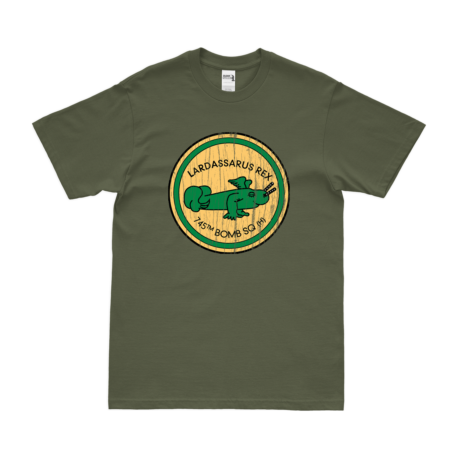 745th Bombardment Squadron USAAF WW2 T-Shirt Tactically Acquired Military Green Distressed Small